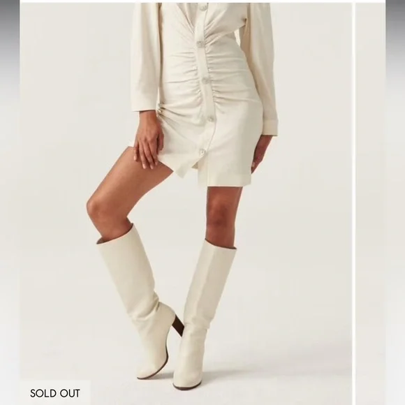 BA&SH Koane long sleeve collared mini dress white rhinestone buttons bridal S - Picture 7 of 7